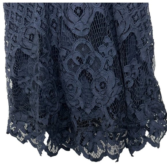 Black Swan Medium Dress Navy‎ Blue Sleeveless Fit Flare Lace Overlay Cocktail - Picture 2 of 10